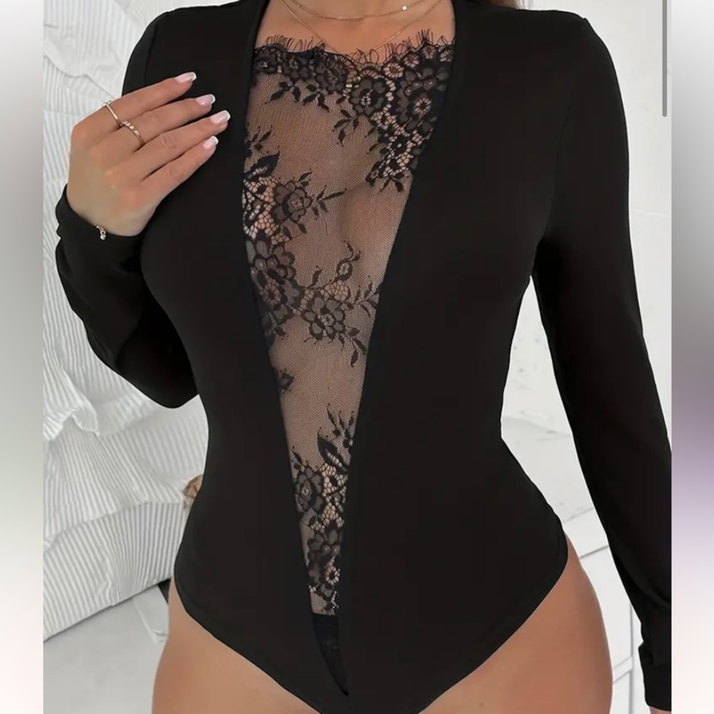 Elegant Black Lace Bodysuit